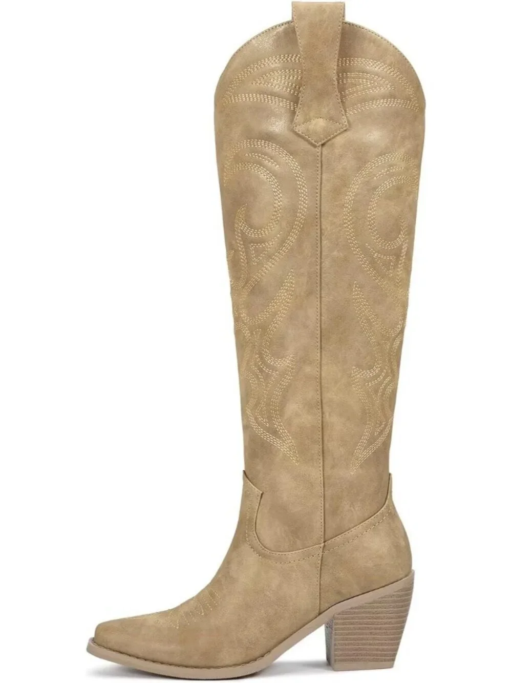 Women's Apricot Western Knee High Cowgirl Boots Zipper Convenience Casual Wear